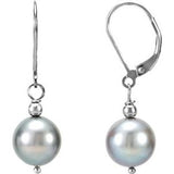 Sterling Silver Cultured Gray Freshwater Pearl Earrings