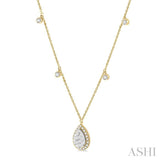 3/4 ctw Pear Shape Lovebright Round Cut Diamond Necklace in 14K Yellow and White Gold