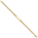 14k Polished Semi-Solid Chain/Solid Plate Curb Link 33x6.75mm Plate 8 inch ID Bracelet