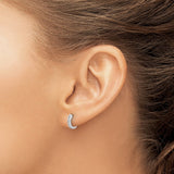 14k White Gold 1/10 carat Diamond Channel-set Hinged Hoop Earrings