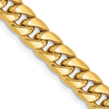 14K 20 inch 6mm Semi-Solid Miami Cuban with Lobster Clasp Chain