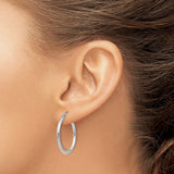 14k White Gold 2x25mm Polished Lightweight Tube Hoop Earrings