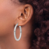 14K White Gold 4x40mm Polished Lightweight Tube Hoop Earrings