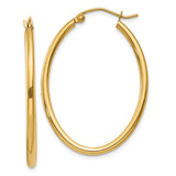14k 2x35mm Oval Polished Tube Hoop Earrings