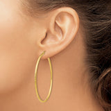 14k 2x55mm Diamond-cut Round Tube Hoop Earrings