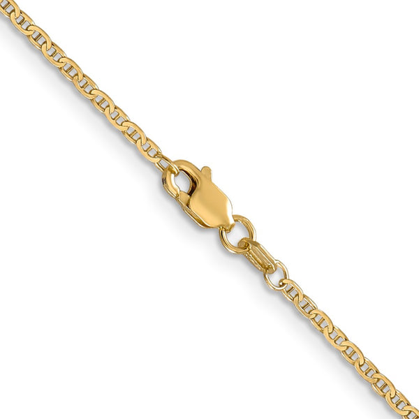 14K 18 inch 1.5mm Lightweight Flat Anchor Link with Lobster Clasp Pend ...