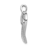 14k White Gold 1/10 carat Diamond Fancy Heart Pendant