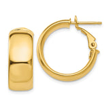 14k 8x20mm Polished Flat Tube Omega Back Hoop Earrings