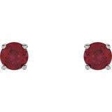 Sterling Silver 4 mm Lab-Grown Ruby Earrings