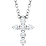 14K White Gold 1/6 CTW Natural Diamond Cross 16-18" Necklace