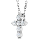 14K White Gold 1/6 CTW Natural Diamond Cross 16-18" Necklace