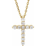 14K Yellow Gold 1/4 CTW Natural Diamond Cross 16-18" Necklace