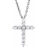 Platinum 1/4 CTW Natural Diamond Cross 16-18" Necklace