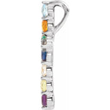 14K White Gold Natural Multi-Gemstone & .03 CT Natural Diamond Cross 16-18" Necklace