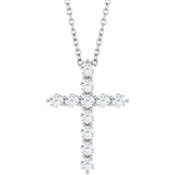 Sterling Silver 3/8 CTW Natural Diamond Cross 16-18" Necklace