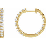 14K Yellow Gold 1 CTW Lab-Grown Diamond Inside-Outside Hinged 19.3 mm Hoop Earrings