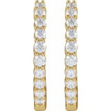 14K Yellow Gold 1 CTW Lab-Grown Diamond Inside-Outside Hinged 19.3 mm Hoop Earrings