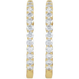 14K Yellow Gold 3 CTW Lab-Grown Diamond Inside-Outside Hinged 30 mm Hoop Earrings