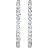 14K White Gold 3 CTW Lab-Grown Diamond Inside-Outside Hinged 30 mm Hoop Earrings