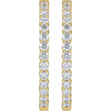 14K Yellow Gold 4 CTW Lab-Grown Diamond Inside-Outside Hinged 36 mm Hoop Earrings