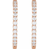 14K Rose Gold 4 CTW Lab-Grown Diamond Inside-Outside Hinged 36 mm Hoop Earrings