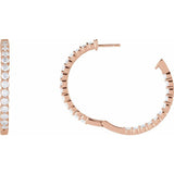 14K Rose Gold 4 CTW Lab-Grown Diamond Inside-Outside Hinged 36 mm Hoop Earrings