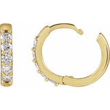 14K Yellow Gold .08 CTW Natural Diamond Hinged 10 mm Hoop Earrings