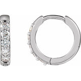 Platinum .08 CTW Natural Diamond Hinged 10 mm Hoop Earrings