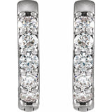 Platinum .08 CTW Natural Diamond Hinged 10 mm Hoop Earrings