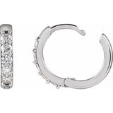 Platinum .08 CTW Natural Diamond Hinged 10 mm Hoop Earrings