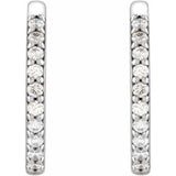 14K White Gold 1/6 CTW Natural Diamond Hinged 15 mm Hoop Earrings