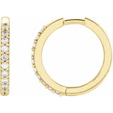 14K Yellow Gold 1/6 CTW Natural Diamond Hinged 15 mm Hoop Earrings