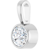 14K White Gold 1/6 CT Natural Diamond Bezel-Set Solitaire Pendant
