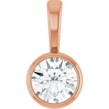 14K Rose Gold 1/6 CT Natural Diamond Bezel-Set Solitaire Pendant