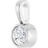 14K White Gold 1/10 CT Natural Diamond Bezel-Set Solitaire Pendant