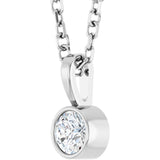 Platinum 1/10 CT Natural Diamond Bezel-Set Solitaire 16-18" Necklace