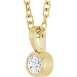 14K Yellow Gold .06 CT Natural Diamond Bezel-Set Solitaire 16-18" Necklace