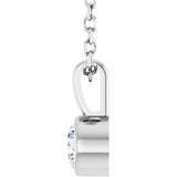Platinum 1/6 CT Natural Diamond Bezel-Set Solitaire 16-18" Necklace
