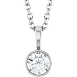 Sterling Silver 1/4 CT Natural Diamond Bezel-Set Solitaire 16-18