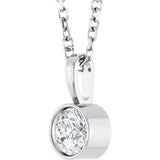 Sterling Silver 1/4 CT Natural Diamond Bezel-Set Solitaire 16-18" Necklace