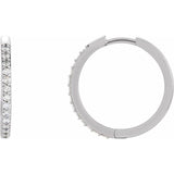 14K White Gold 1/5 CTW Natural Diamond Hinged 18 mm Hoop Earrings