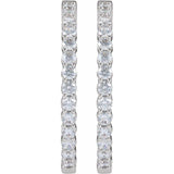 14K White Gold 4 CTW Lab-Grown Diamond Inside-Outside Hinged 36 mm Hoop Earrings