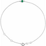 14K White Gold Lab-Grown Emerald Bezel-Set Solitaire 6 1/2-7 1/2" Bracelet