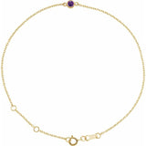 14K Yellow Gold Natural Amethyst Bezel-Set Solitaire 6 1/2-7 1/2" Bracelet