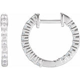 14K White Gold 1/2 CTW Lab-Grown Diamond Inside-Outside Hinged 14.5 mm Hoop Earrings