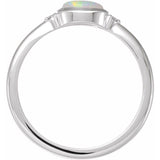 Platinum Natural Ethiopian Opal & .03 CTW Natural Diamond Ring