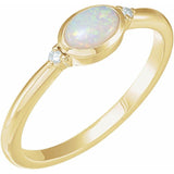 14K Yellow Gold Natural Ethiopian Opal & .03 CTW Natural Diamond Ring
