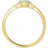 14K Yellow Gold Natural Ethiopian Opal & .03 CTW Natural Diamond Ring
