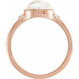 14K Rose Gold Natural Rainbow Moonstone & .03 CTW Natural Diamond Ring