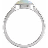 Platinum Natural Ethiopian Opal & .03 CTW Natural Diamond Ring